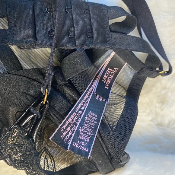 Victoria's Secret Black and gold floral Sheer Lace One peice lingerie - Picture 3 of 3